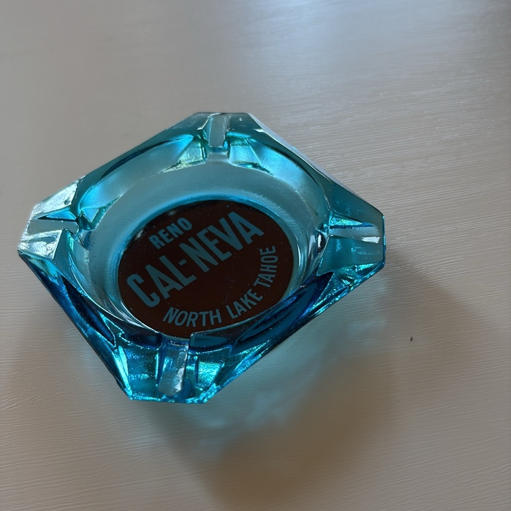 1960s Cal Neva Aqua Glass Ashtray